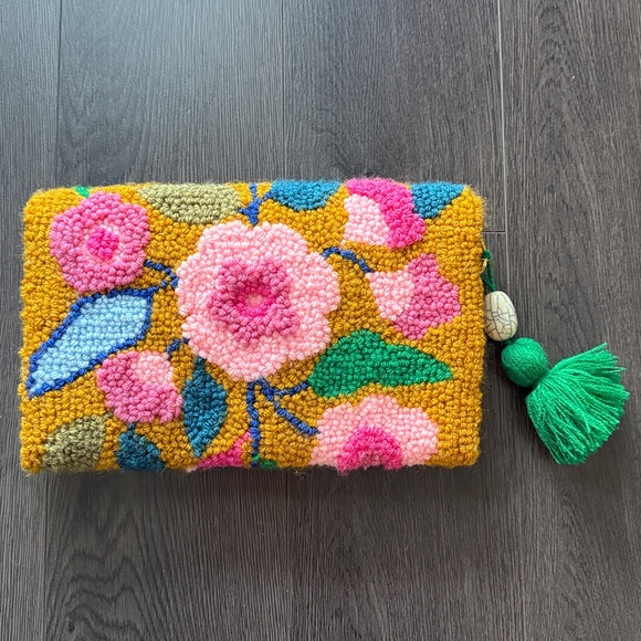 Floral Beaded Crossbody Clutch - Pink & Mustard - Picture 8 of 9